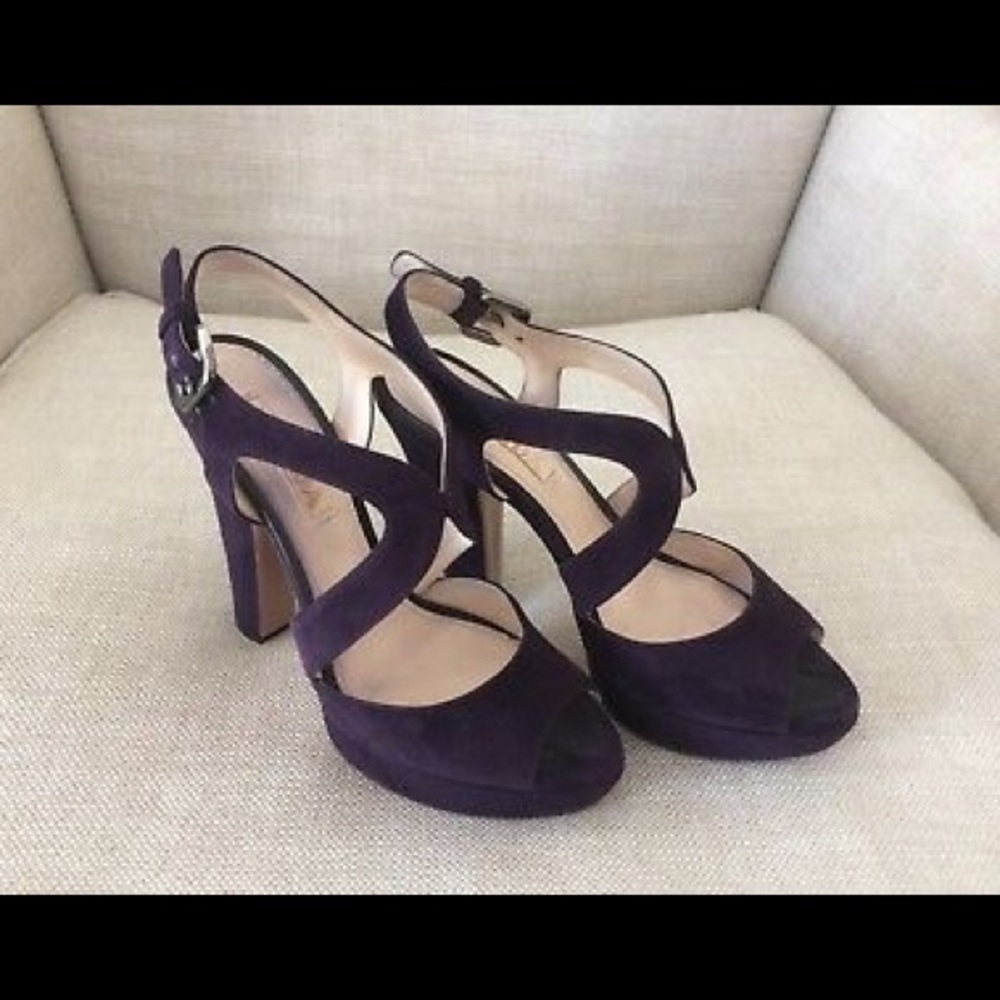 Prada Platform Sandals Block Heels Strappy Suede 6 - Picture 2 of 8